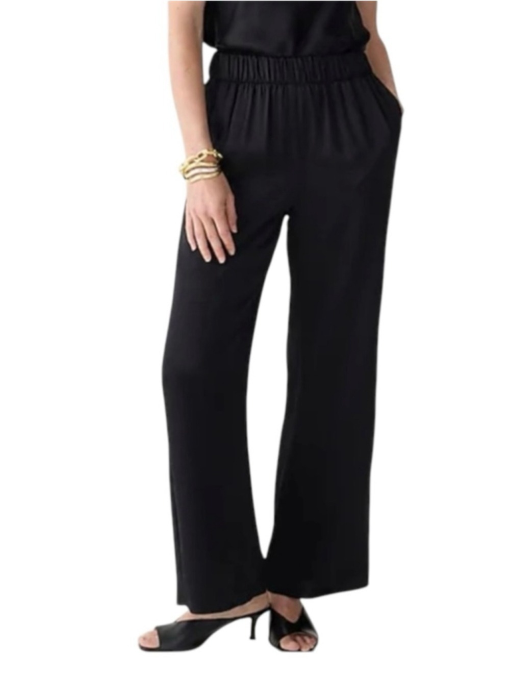 J crew Astrid wide-leg pant in luster crepe Black Size 8